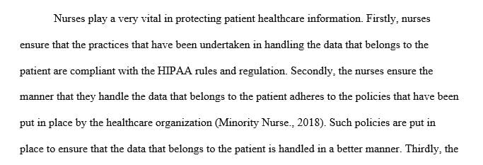 What is your role as a nurse in protecting patient healthcare information