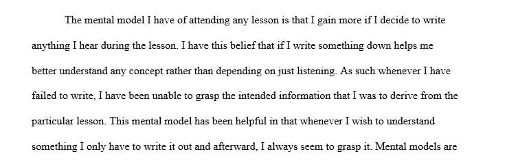 What mental models do you have about attending a college or university lesson