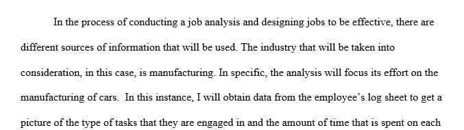 What sources of information would you want to collect data from in a job analysis