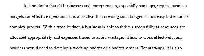 Write a 1050- to 1400-word instruction guide on how to develop a start-up budget.
