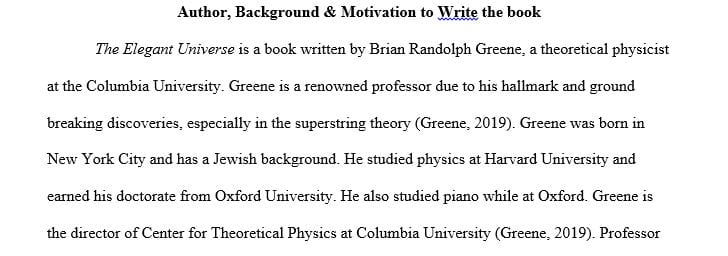 Write a book analysis on the book The Elegant Universe by Brian Greene.