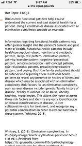 Discuss how functional patterns help a nurse understand the current and past state of health for a patient