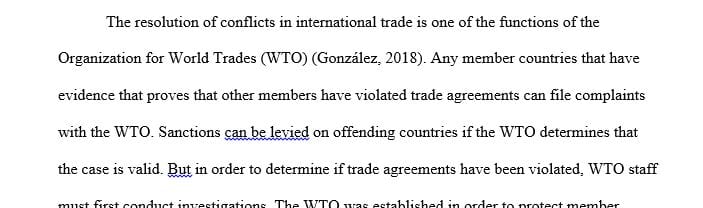 Business paper about WTO Conflict Resolution 1000 words