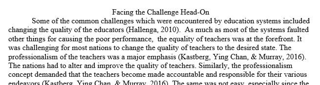 Challenges faced by the high-performing and rapidly improving education systems