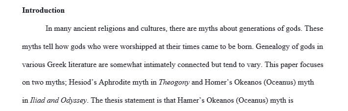 Choose two major myths or episodes in Classical mythology