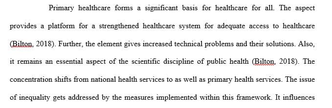 Describe the role of the community or public health nursing in international health.