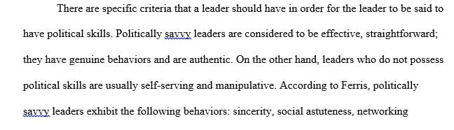Develop a better understanding of your political abilities.