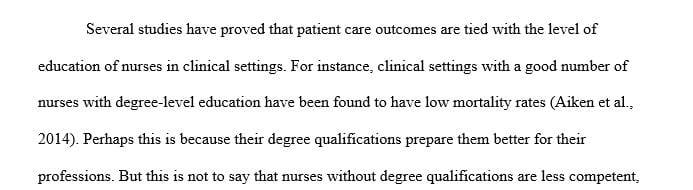 Discuss the correlation between nursing education and positive patient outcomes