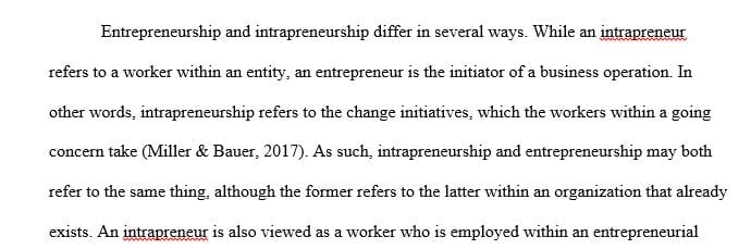 Discuss the differences and similarities of Entrepreneurship and Intrapreneurship