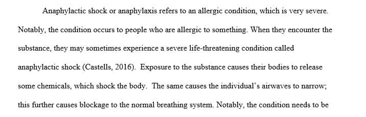 Discuss what symptoms are associated with anaphylactic shock