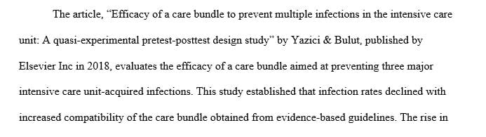 Find an experimental or quasi-experimental or descriptive article you wild like to use for the article critique