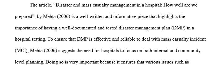 Foundations in Emergency Management for Disasters and Healthcare.