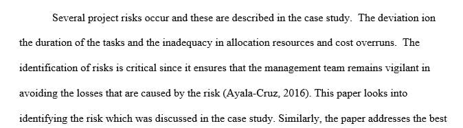 Identify a minimum of four project risks faced in the case study.
