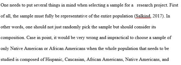 What are the factors that need to be kept in mind when selecting a sample for a research project