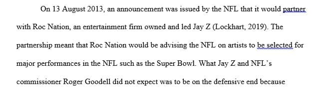What are your thoughts on the partnership between Jay-Z and the NFL