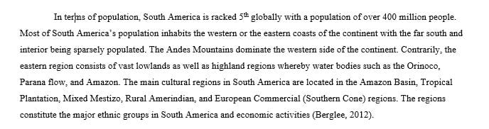 Where are the five main cultural regions of South America