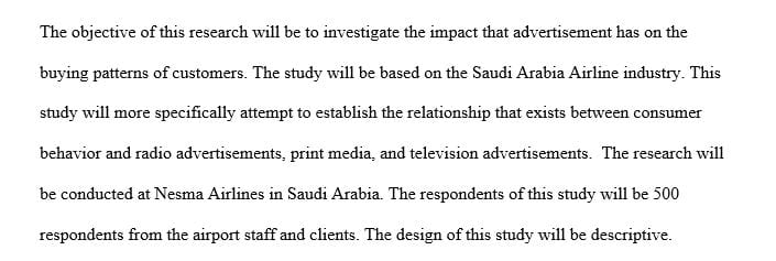 Write a research proposal about what influence does advertising have on customers behaviour