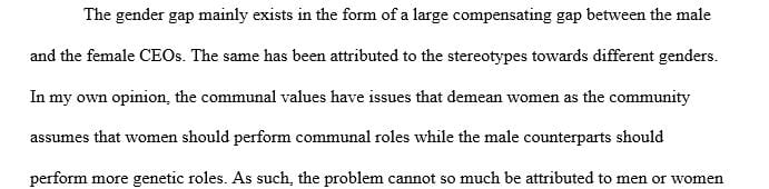 Write an essay that explores the topics of gender gap and compensation.