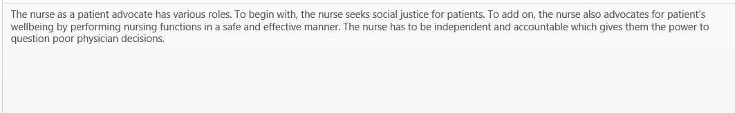 Advocacy in nursing and health care