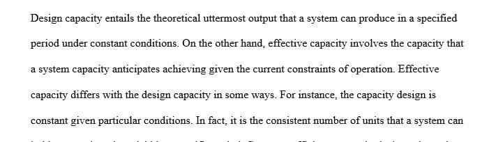 Analyze two or three (2-3) differences between design capacity and effective capacity