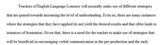 Building Vocabulary for ELLs in the Pre-production and Early Production Stages