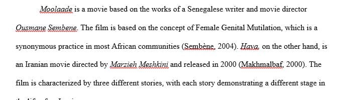 Compare the approaches of the two films( Moolaade and Hava, The Day I Became a Woman)