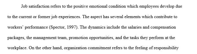 Compare the difference between job satisfaction and organizational commitment