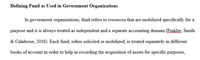 Define fund as used in government organizations