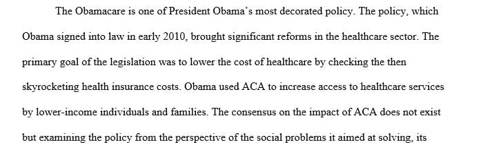 Description of the social problem the selected policy addresses