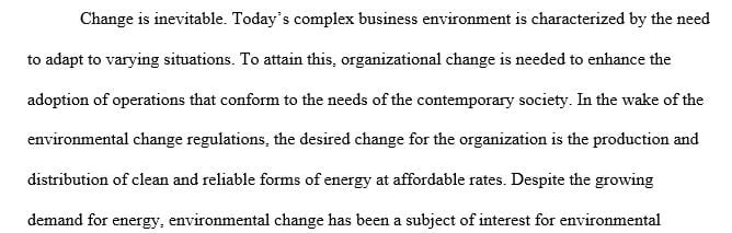 Develop a vision for change for your selected organization