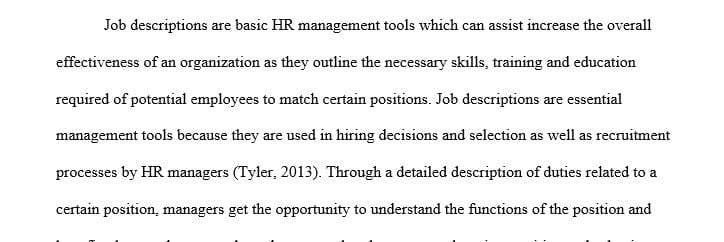 Discuss how a job description is a function of management.