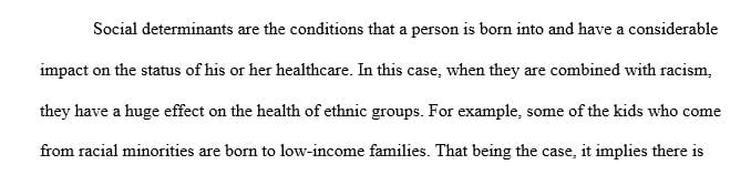 Discuss how the social determinants of health and racism impact the health of racial and ethnic groups