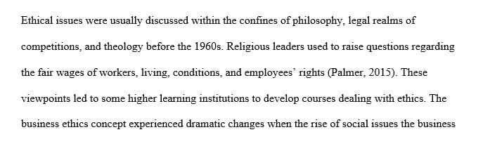 Discuss the evolution of business ethics as a field of study from before 1960 to the present