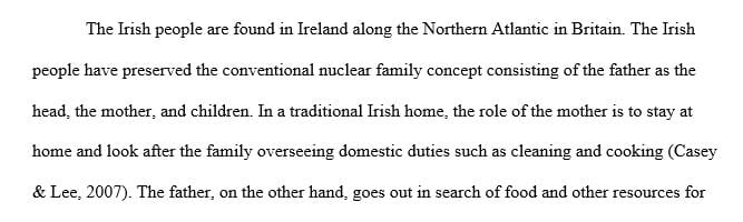 Discuss the organization and the family role in every one of the heritages mentioned