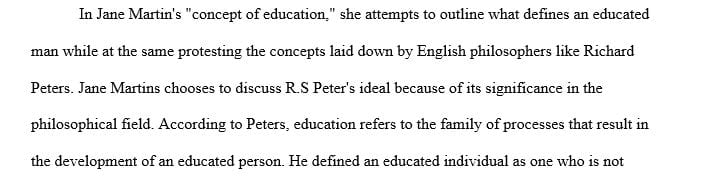 Evaluate Jane Martin’s concept of education