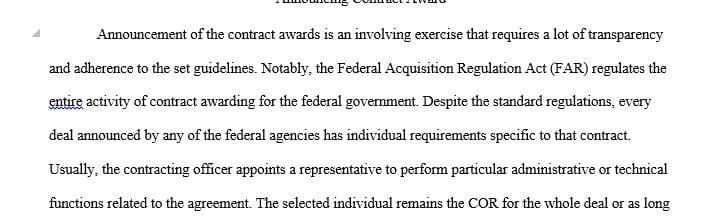 Evaluate the requirements for announcing federal contract awards.