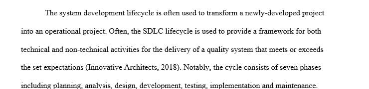 Examine the activities in the Systems Development Life Cycle (SDLC)