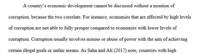 Explain the correlation between the amount of corruption in a country and economic development