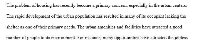 Housing problem in urban area and solution