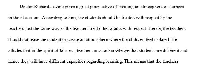 How does Richard D. Lavoie define and explain fairness in the classroom