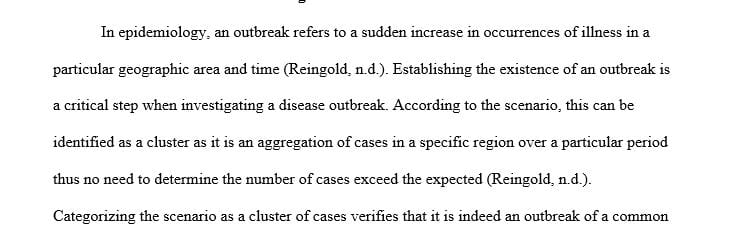 How would you establish the existence of an outbreak