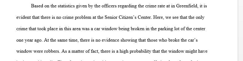 Is there a crime problem at the Senior Citizens’ Center