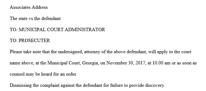 Motion to Dismiss for Failure to Provide Discovery State v. John Doe