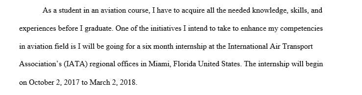 One page paper about aviation internship or job.