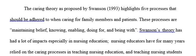 Provide a critique Kristen Swanson’s Theory of Caring