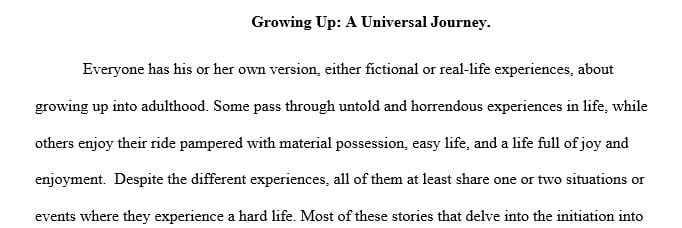 Read several different genres that all deal with the subject of initiation into adulthood