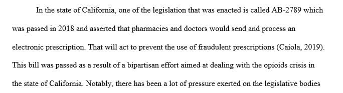 Research legislation that has occurred within the last 5 years at the state or federal level