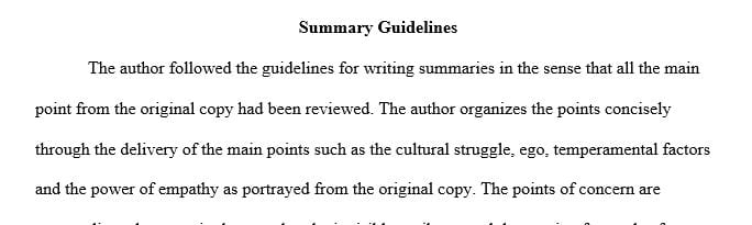 Review a student summary and response paper in your textbook.