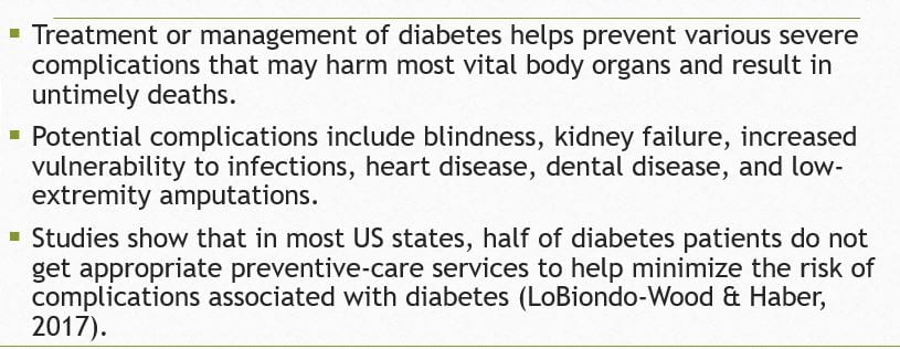 Specific intervention or new treatment tool for the management of diabetes in adults or children.