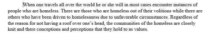 What differing conceptions and perceptions by homeless individual and groups 